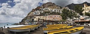 Positano Amalfi Coast Beach and Town View