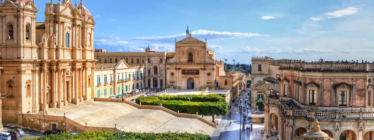 Noto Sicily Church and Street View