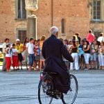 Rome Vatican Priest Riding Bicycle