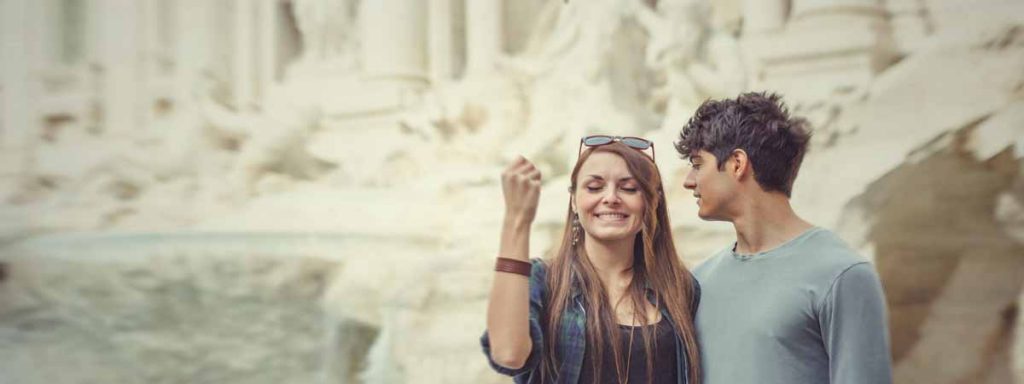 Rome Trevi Fountain Couple Coin Trowing