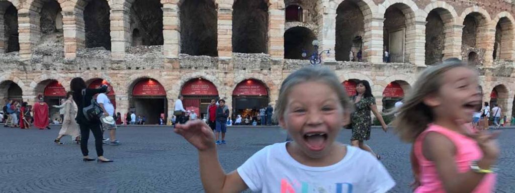 Verona Kids Playing Arena Colosseum