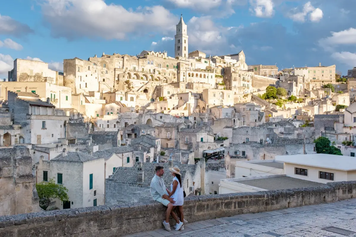 Evening view over the Sassi of Matera, Basilicata, Italy