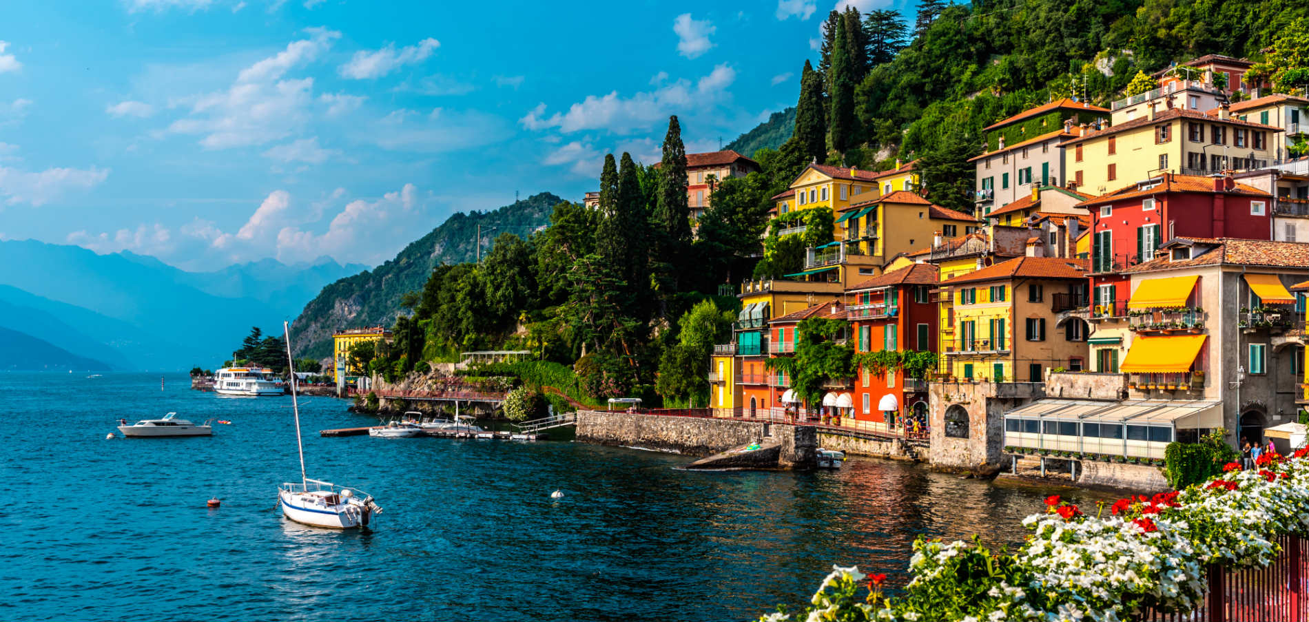 Shoreline village on Lake Como, Lombardy, Italy