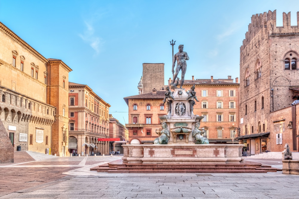 Piazza del Nettuno in Bologna, Emilia Romagna, Italy