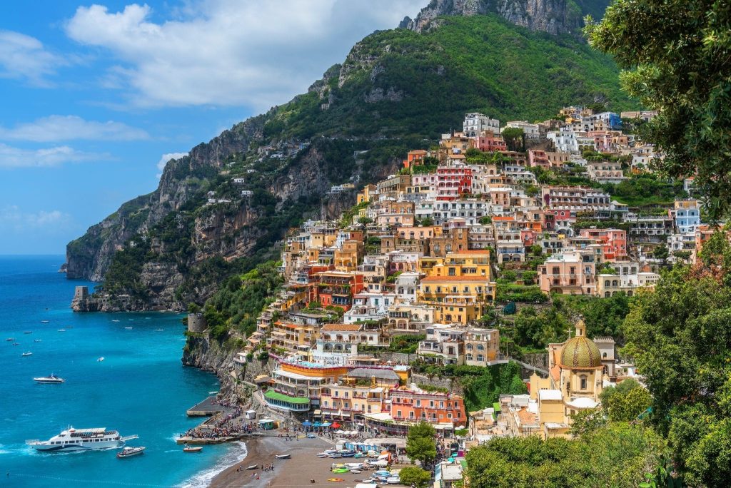 Positano stacked above the sea on the Amalfi Coast, Italy