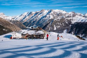Ski slopes above Livigno, Lombardy, Italy