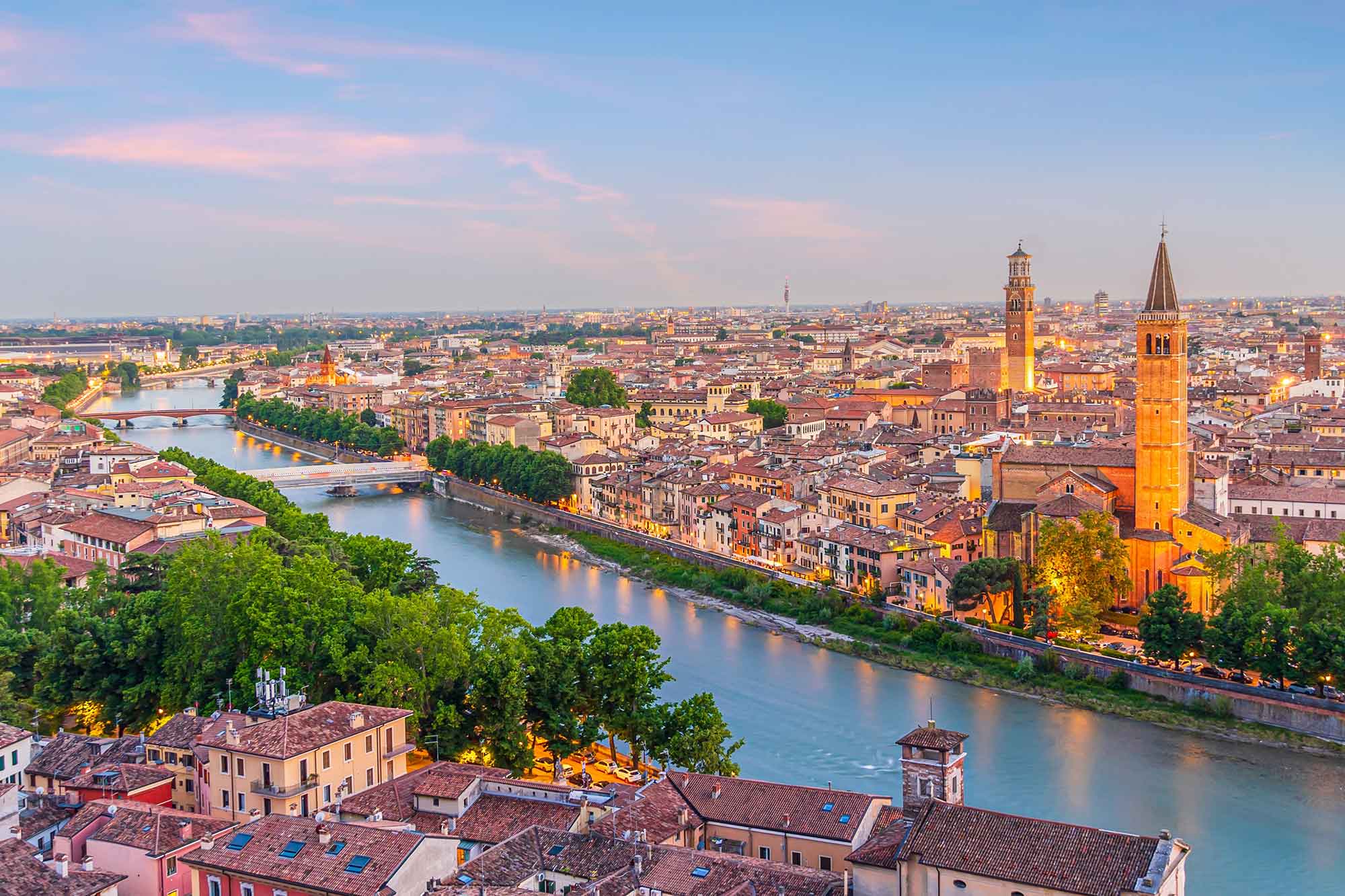 Downtown skyline of Verona, Veneto, Italy
