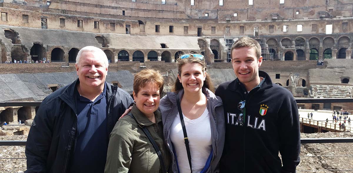 Family together on a trip in Italy