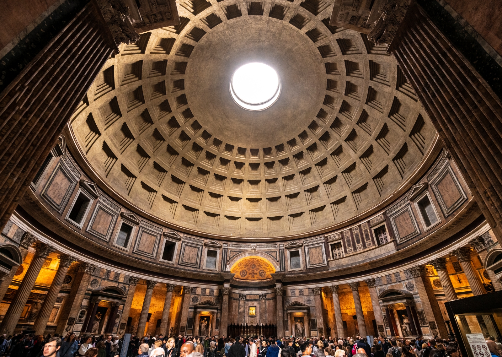 Interior dome of the Pantheon in Rome, Lazio, Italy