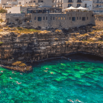 Apulia Polignano a Mare Coastal View and Sea Shore cliff