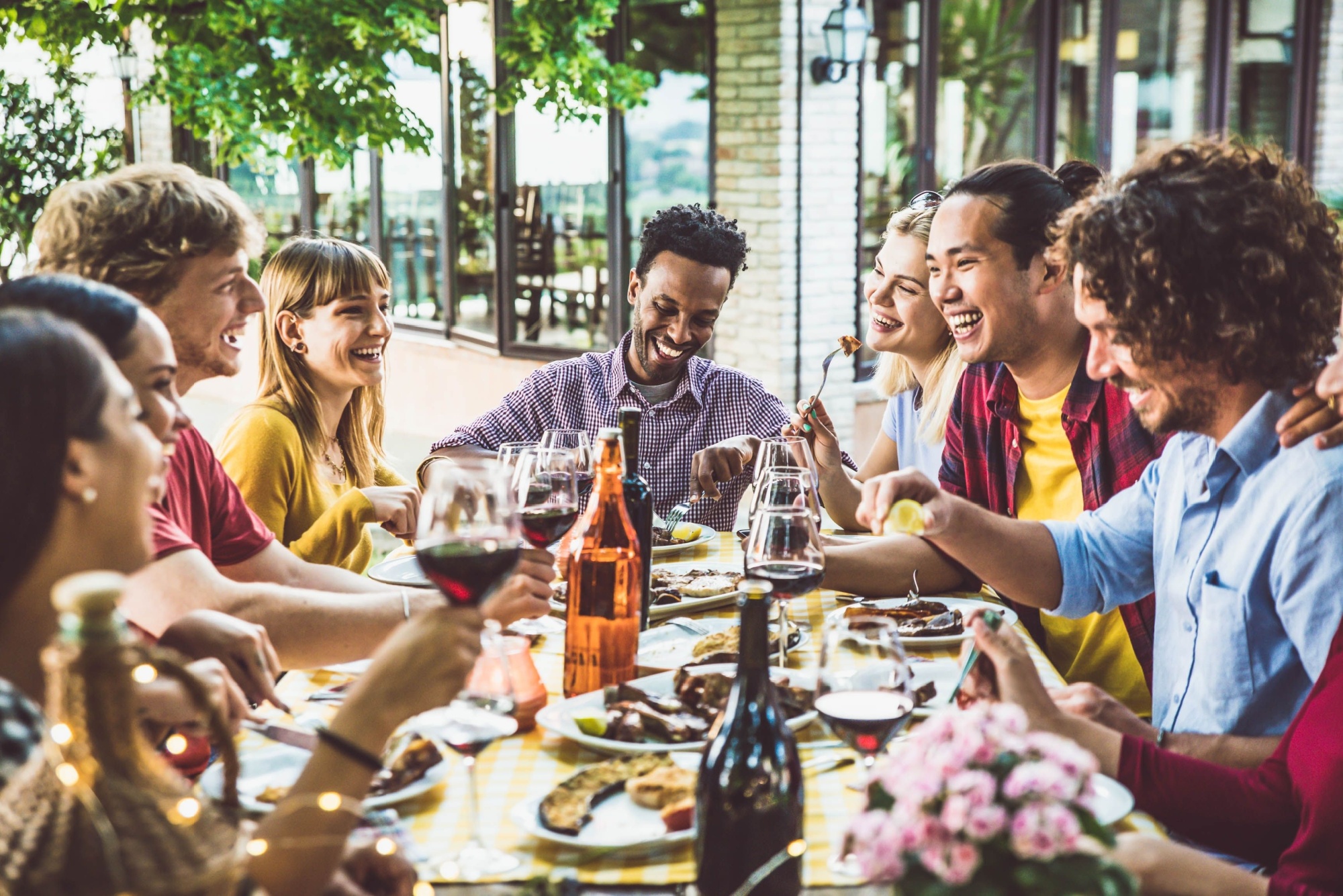 Group of travelers together on a trip to Italy
