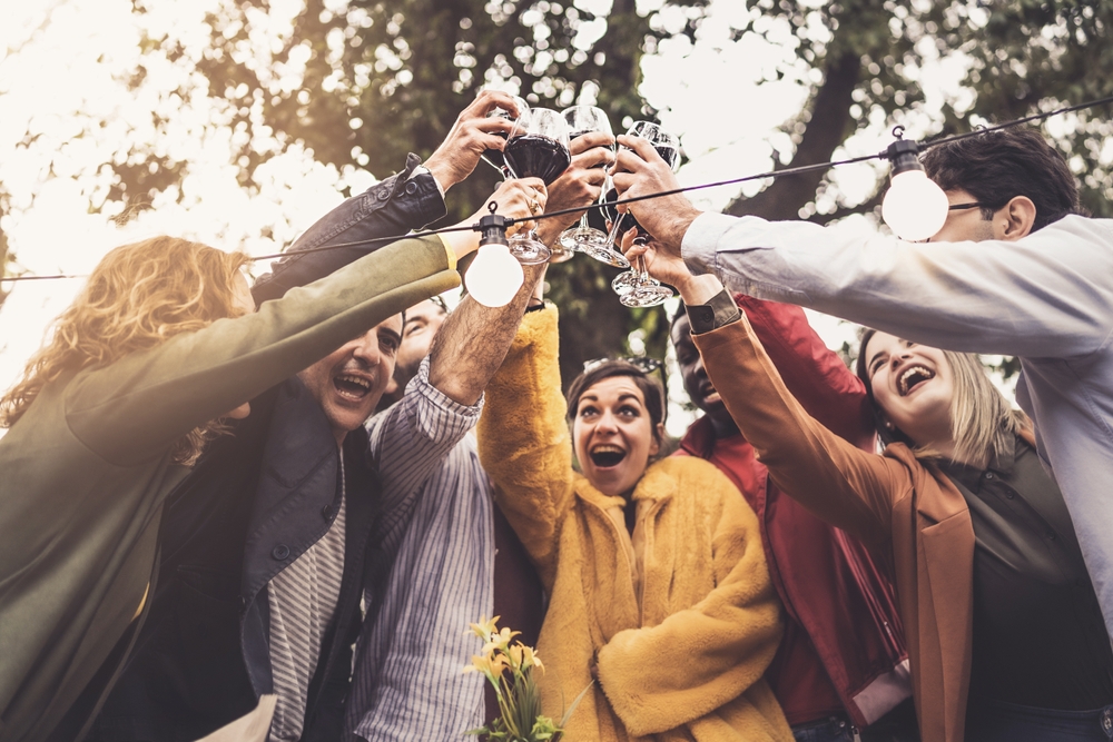 Wine group tasting in an Italian vineyard