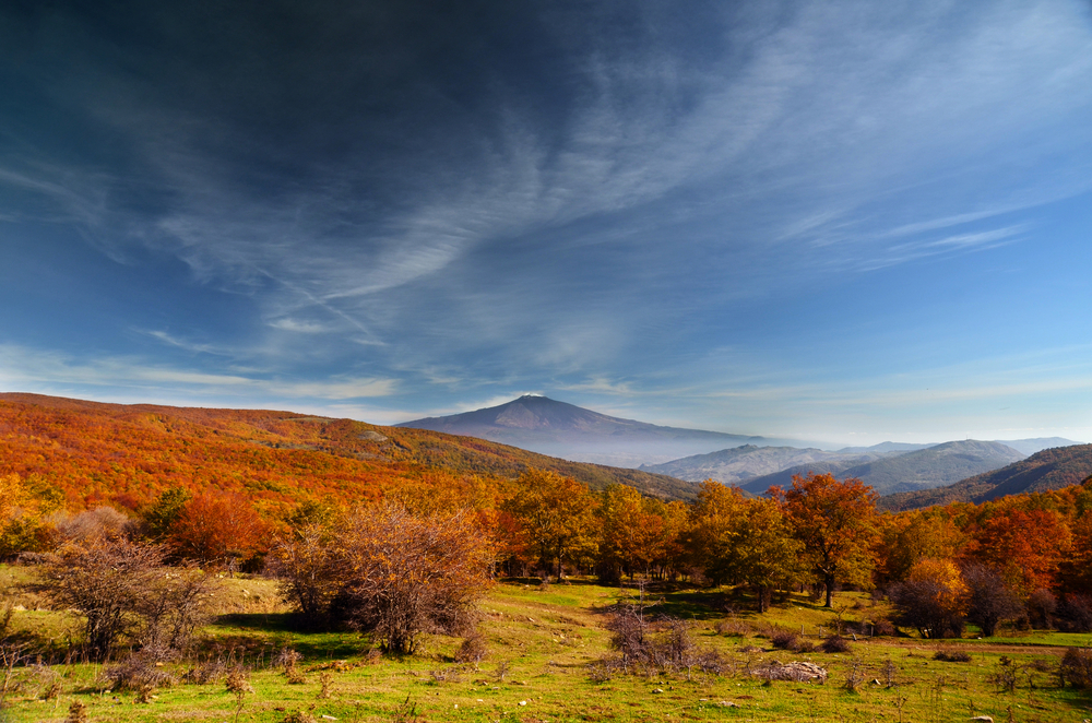 View Of Mt Etna In Autumn