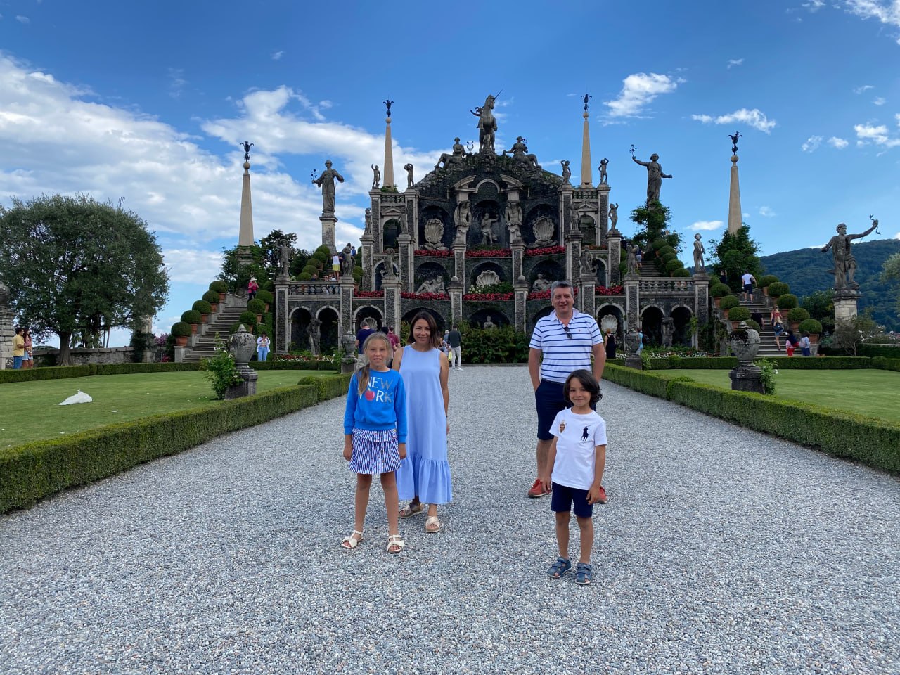 Family at Isola Bella gardens