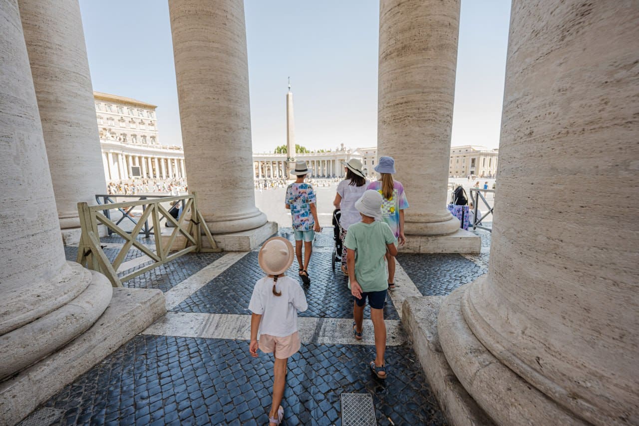 Family walking through Vatican