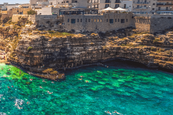 Apulia Polignano a Mare Coastal View and Sea Shore cliff