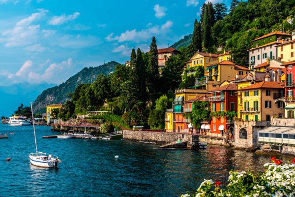 Shoreline village on Lake Como, Lombardy, Italy