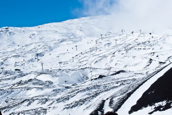 Ski area on the slopes of Mount Etna, Sicily, Italy